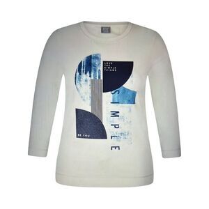 Rabe White and Blue Graphic Long Sleeve Top